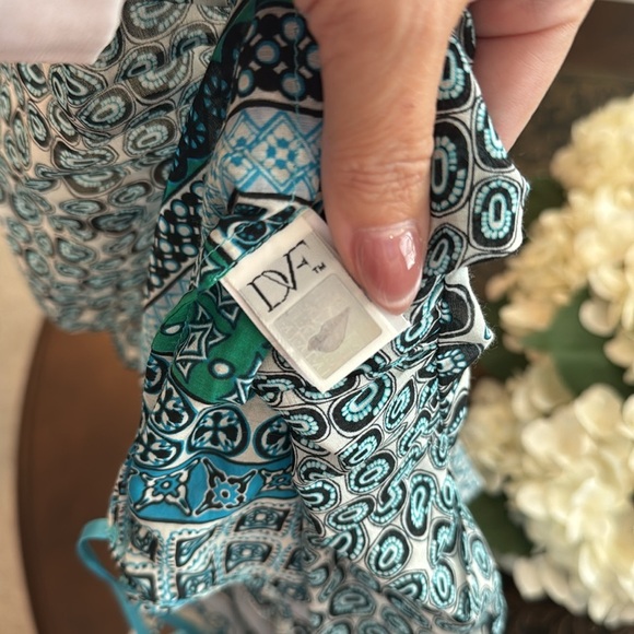 Diane Von Furstenberg DVF Kenna Printed Silk Cotton Blend Blouse Top Small - Picture 5 of 6